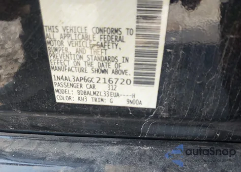 2016 Nissan Altima 2.5 Sv из США, поврежденный, VIN 1N4AL3AP6GC216720